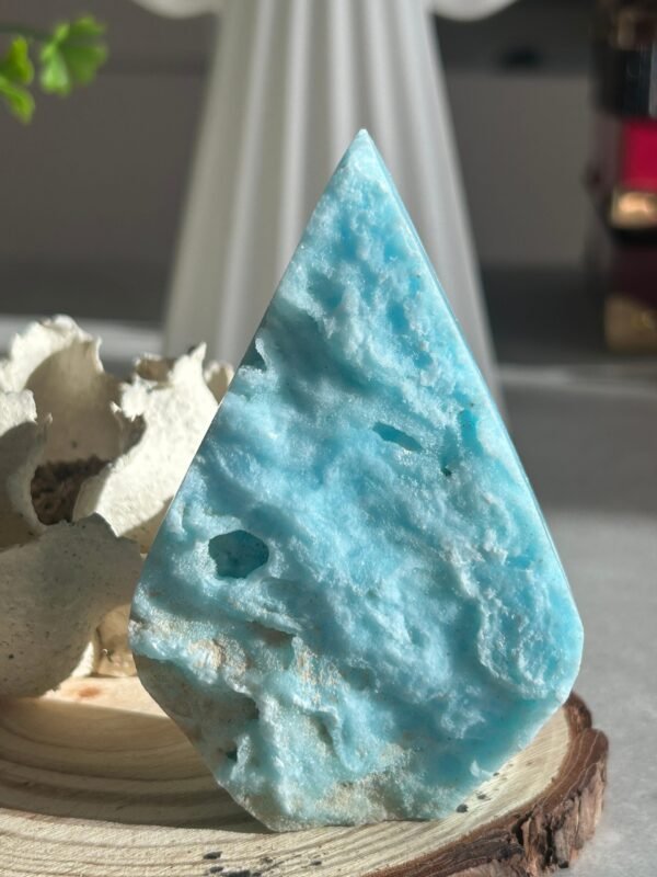 Blue Aragonite Tower, Aragonite Obelisk Point Crystal Tower, Natural Blue Aragonite Calcite Tower with Geode · Decorative Crystal