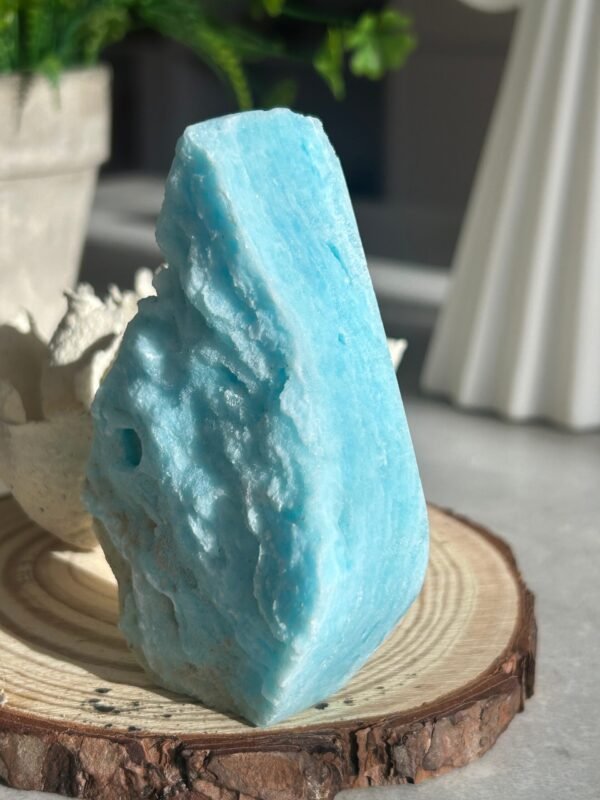 Blue Aragonite Tower, Aragonite Obelisk Point Crystal Tower, Natural Blue Aragonite Calcite Tower with Geode · Decorative Crystal