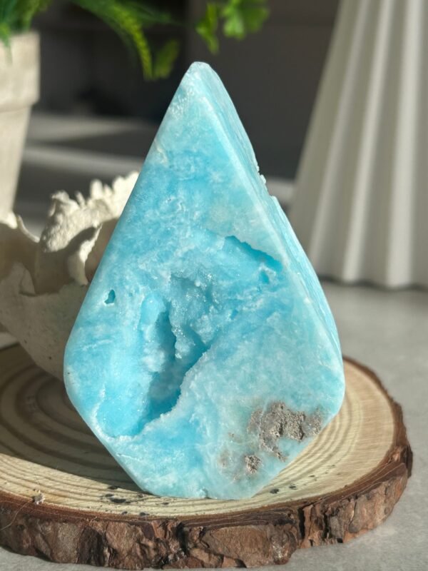Blue Aragonite Tower, Aragonite Obelisk Point Crystal Tower, Natural Blue Aragonite Calcite Tower with Geode · Decorative Crystal