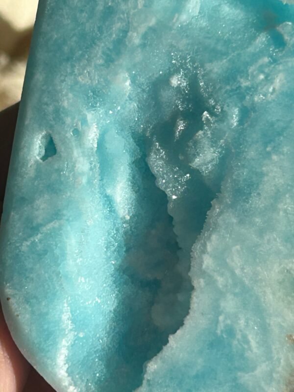 Blue Aragonite Tower, Aragonite Obelisk Point Crystal Tower, Natural Blue Aragonite Calcite Tower with Geode · Decorative Crystal