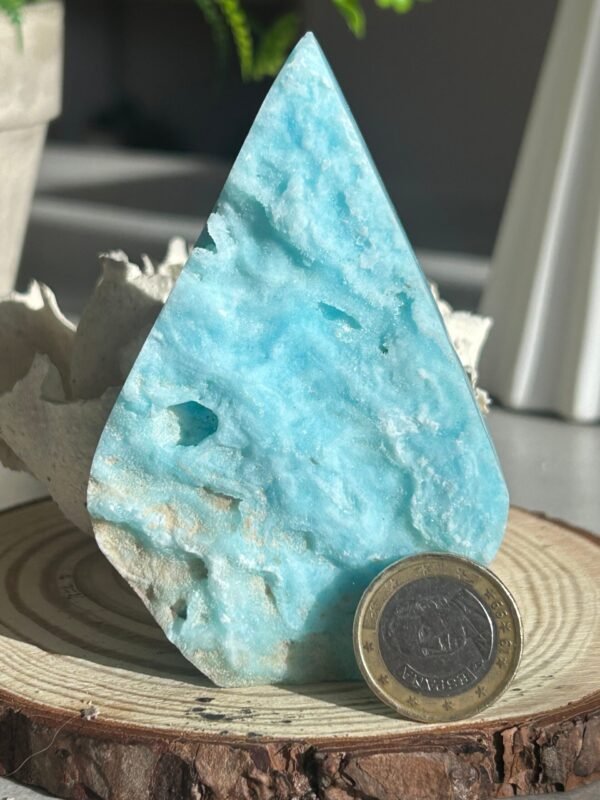 Blue Aragonite Tower, Aragonite Obelisk Point Crystal Tower, Natural Blue Aragonite Calcite Tower with Geode · Decorative Crystal