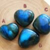 Labradorite hearts with an intense blue sparkle