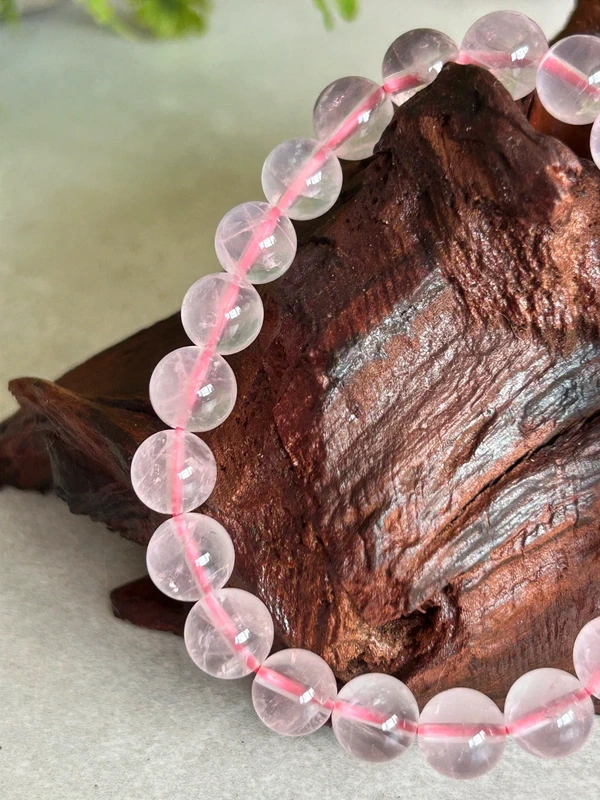 Pulsera de cuarzo rosa natural cristal