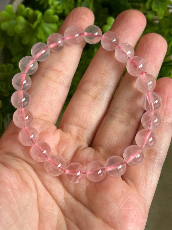 Pulsera de cuarzo rosa natural cristal