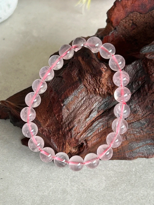 Pulsera de cuarzo rosa natural cristal