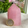Punta de cuarzo rosa natural hexagonal