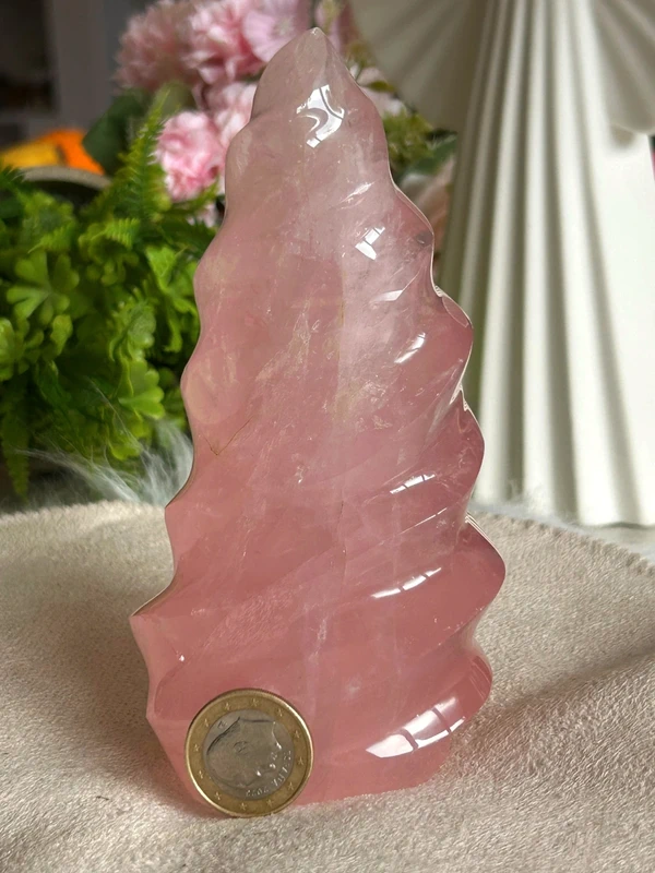 Antorcha de cuarzo rosa natural