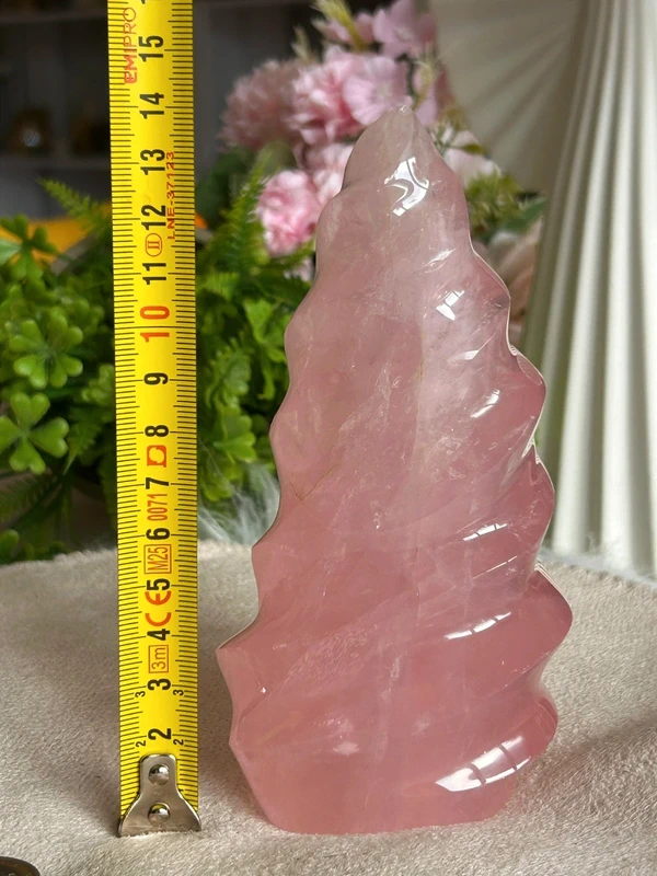 Antorcha de cuarzo rosa natural