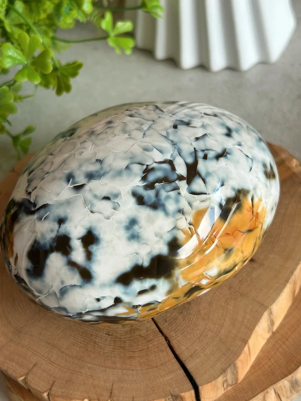 Huevo antiguo de Ocean Jasper natural - dos caras