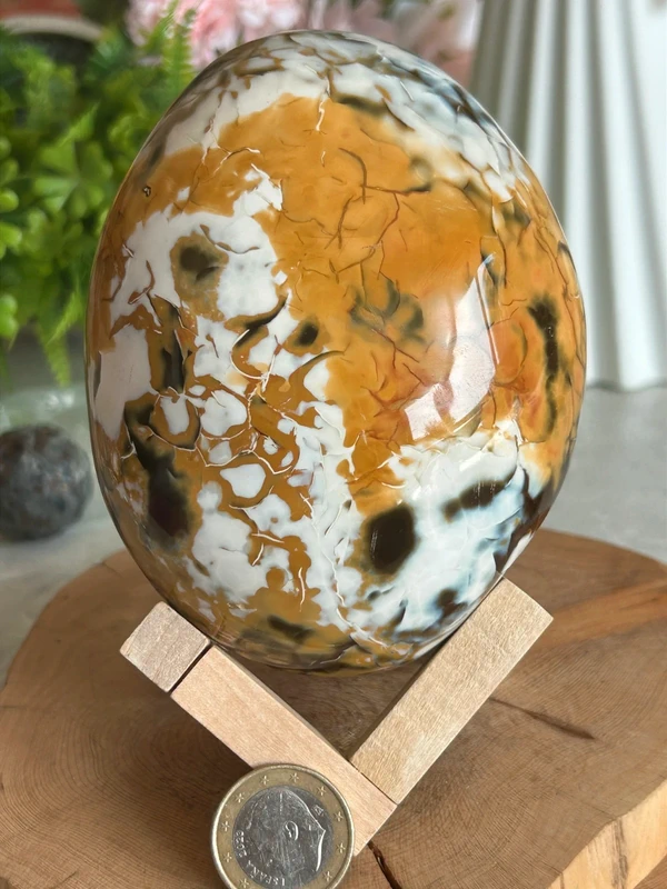 Huevo antiguo de Ocean Jasper natural - dos caras