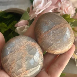 Palm Stone de piedra luna naranja - encaje champagne