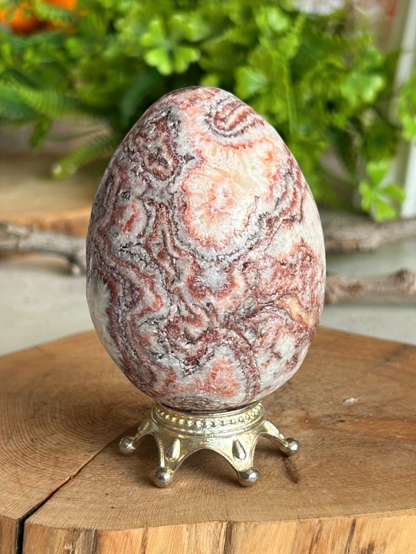 Huevo de agata Crazy Lace natural - paisaje mineral