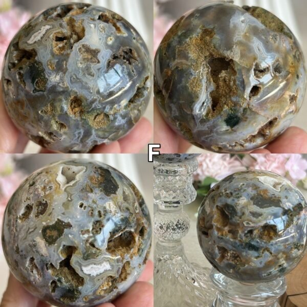 Esfera de Jaspe Oceánico Natural Azul | Fish Eye | Jaspe Orbicular | Geoda Cristalina | Bola de Cristal | Pieza de Colección Mineral Serie 2