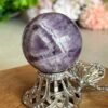Esfera Chevron Amethyst Phantom AAA Natural · Doble Triángulo Phantom · Rainbow Crystal Ball · Mineral de Colección y Decoración