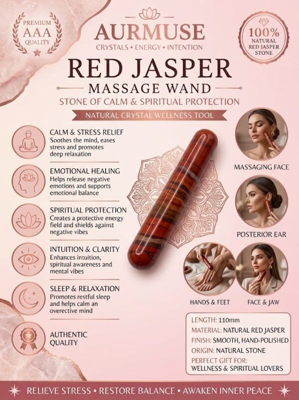 5468c7a8-c1de-4d1f-8d23-27223264da94 Natural Crystal Massage Wand | Jasper and Obsidian Massage Wand | Massage Stone | Crystal Wand | Self-Care